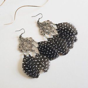 Natural Feather Dangle Drop Earrings